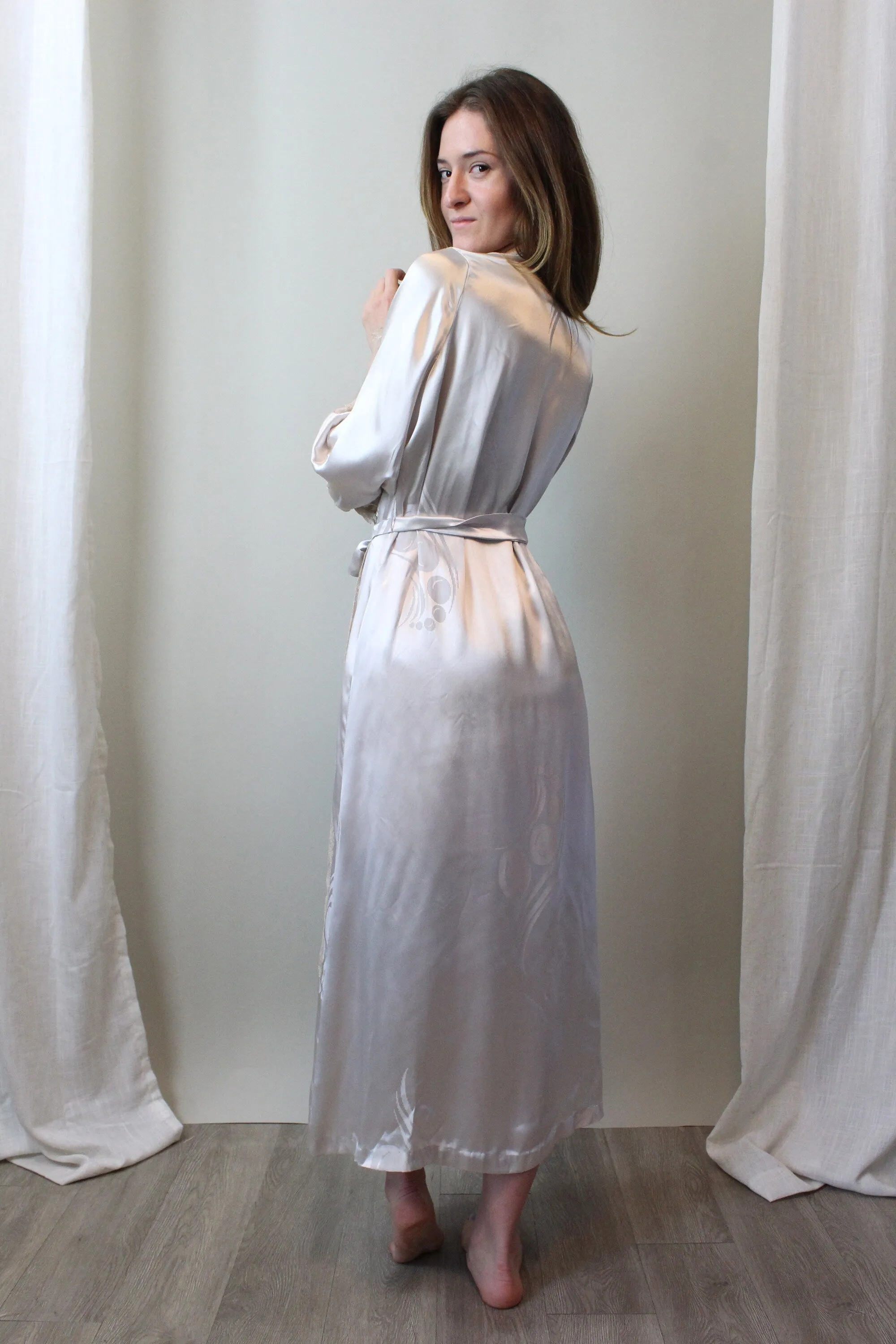 1940s CUTWORK LACE liquid satin robe all sizes | new spring