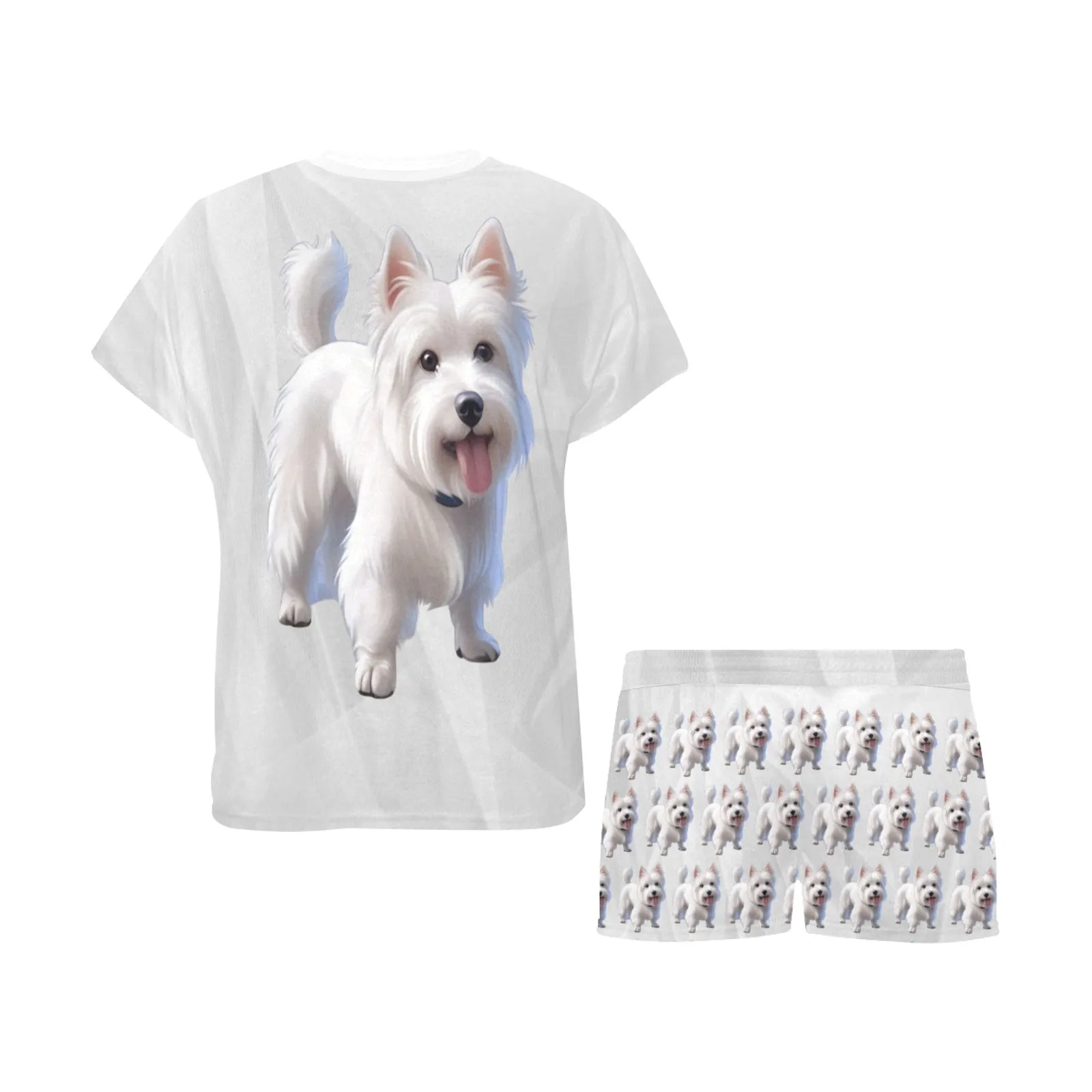 2 Piece Westie PJ Set - Silver