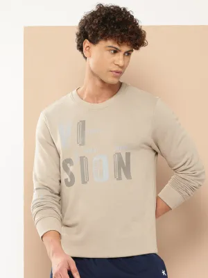 Alcis Men Cream-Coloured Printed Sweatshirt