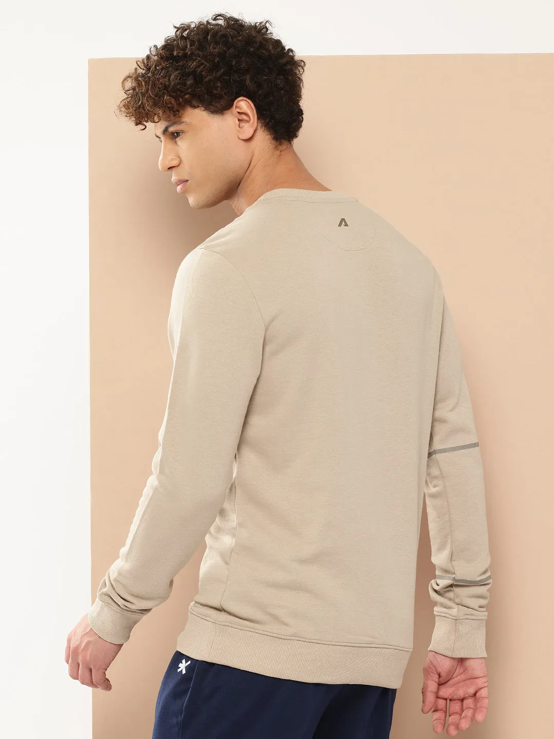 Alcis Men Cream-Coloured Printed Sweatshirt