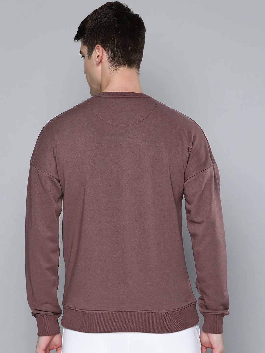 Alcis Men Mauve Solid Sweatshirt