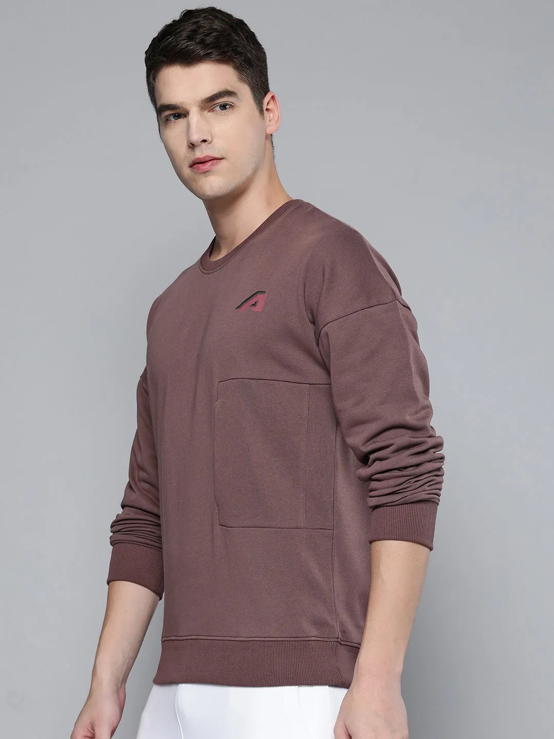 Alcis Men Mauve Solid Sweatshirt