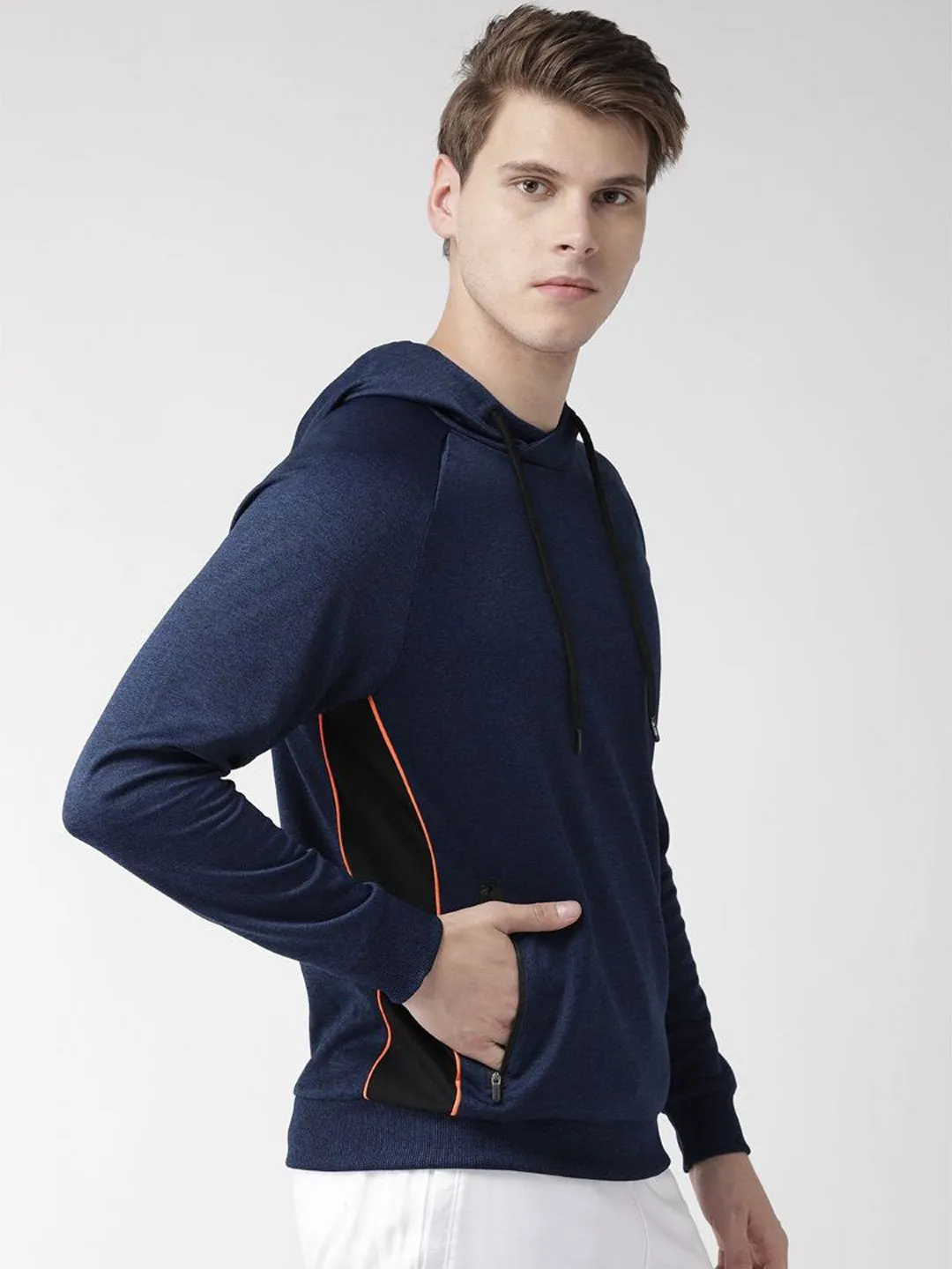Alcis Men Navy Blue Solid Hooded Sweatshirt