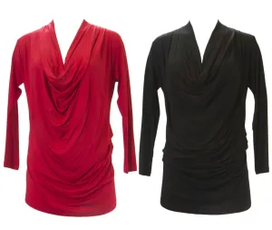 ANALILI Women's Gathered Front Oversized Cowl Neck Top $145 NWT