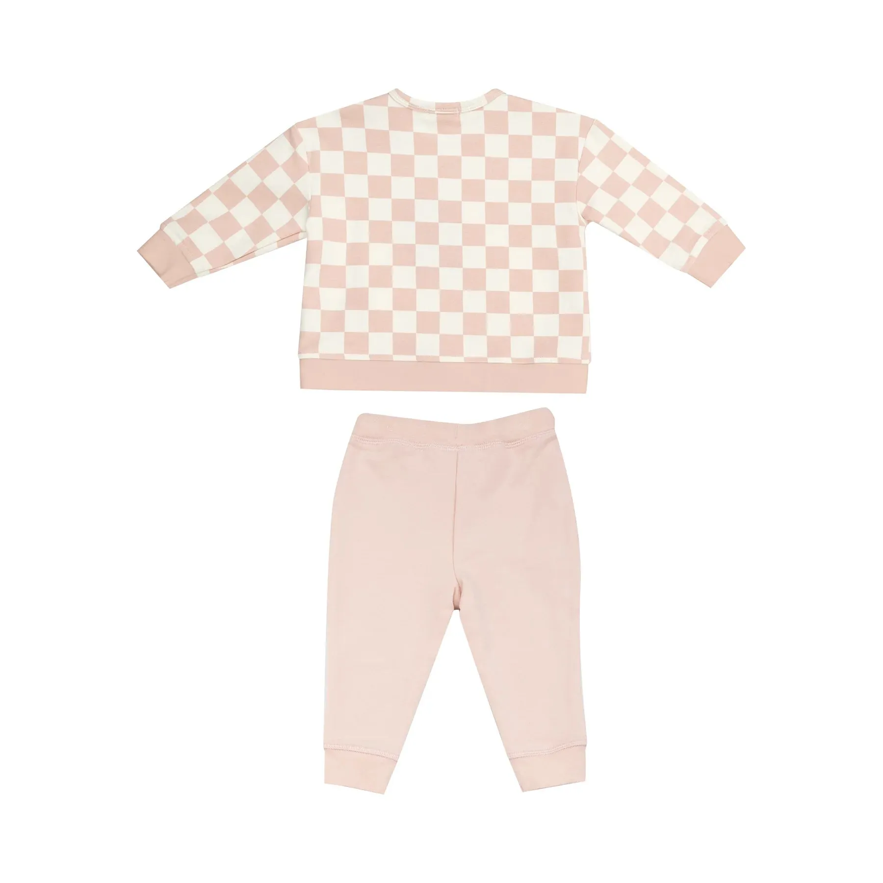 Angel Dear- Sweatshirt W/ Shoulder Placket   Kanga Pocket - Checkerboard Pink