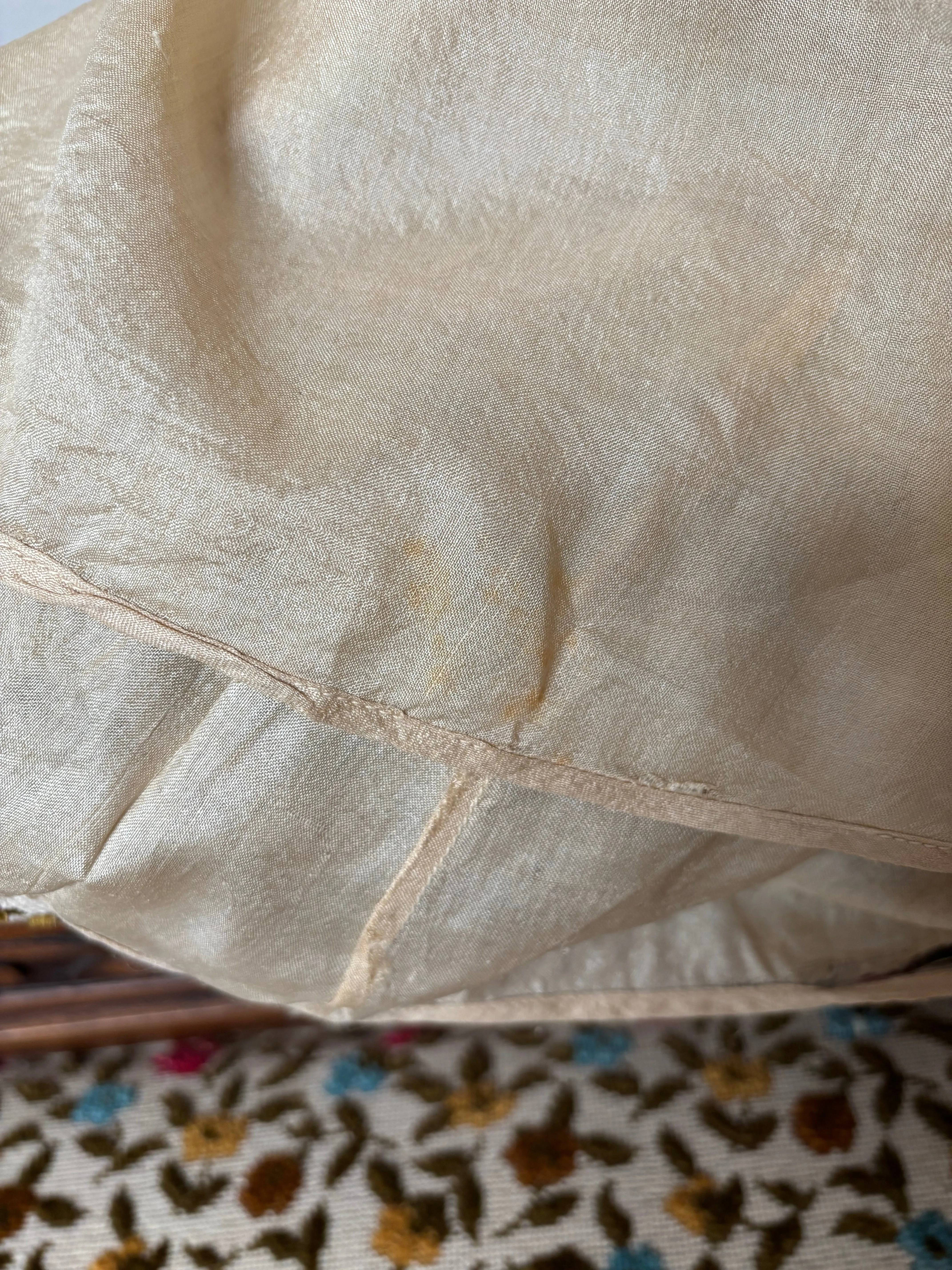 Antique 1920s Ecru Inset Lace Pongee Silk Palazzo Pant Beach/Lounge Pajamas