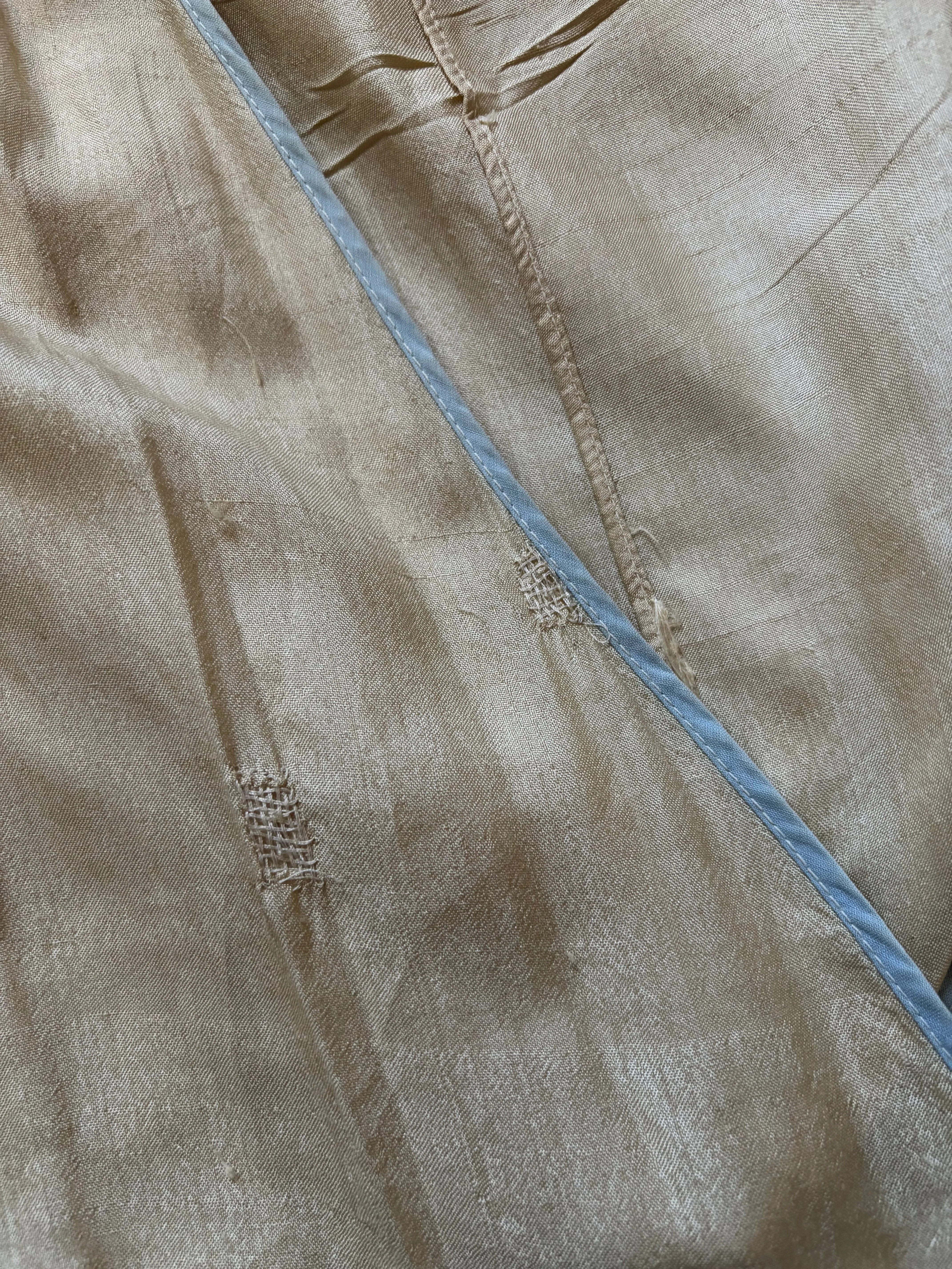 Antique 1920s Ecru Pongee Silk Tie Waist Beach Pajamas Jumpsuit