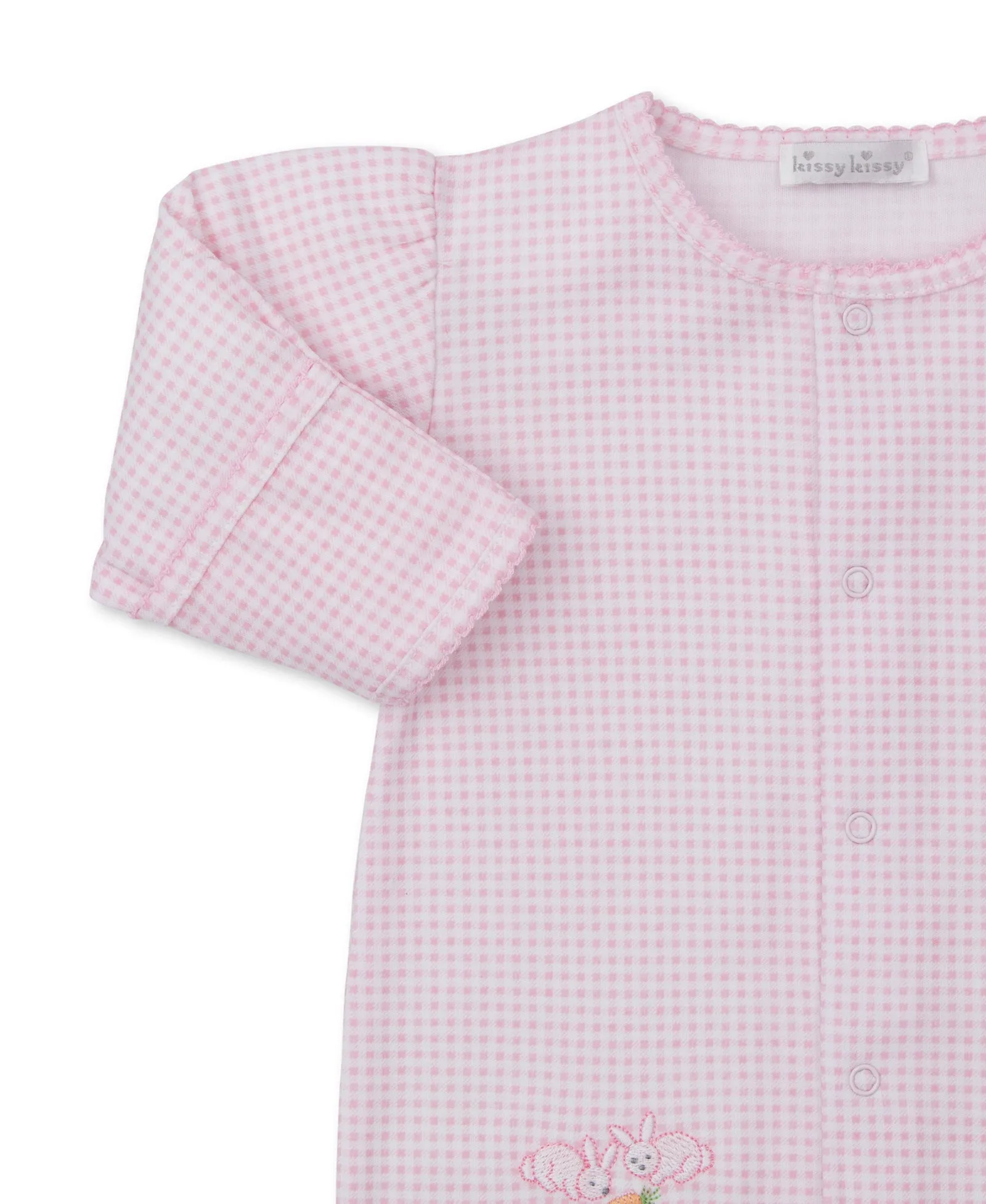 Baby Bunny Patch Pink Gingham Footie & Hat Set