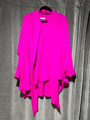 Balenciaga Bright Fuschia Silk Oversized Blouse with a Pussy Bow
