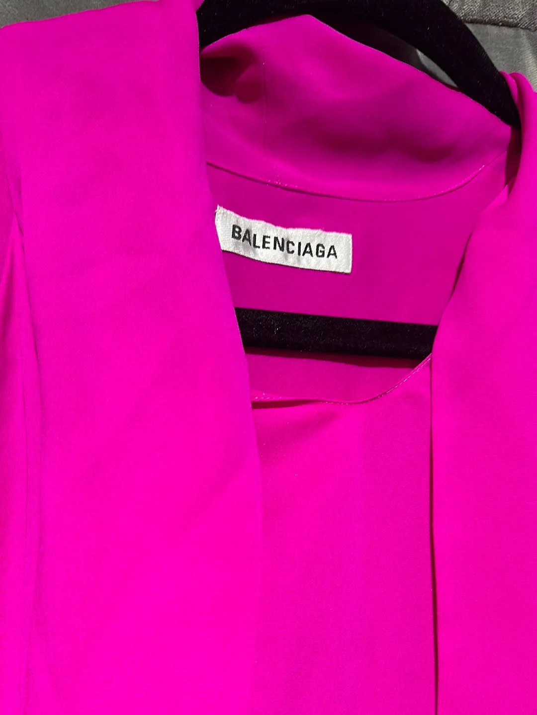 Balenciaga Bright Fuschia Silk Oversized Blouse with a Pussy Bow