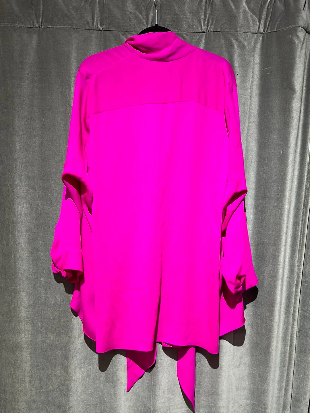 Balenciaga Bright Fuschia Silk Oversized Blouse with a Pussy Bow