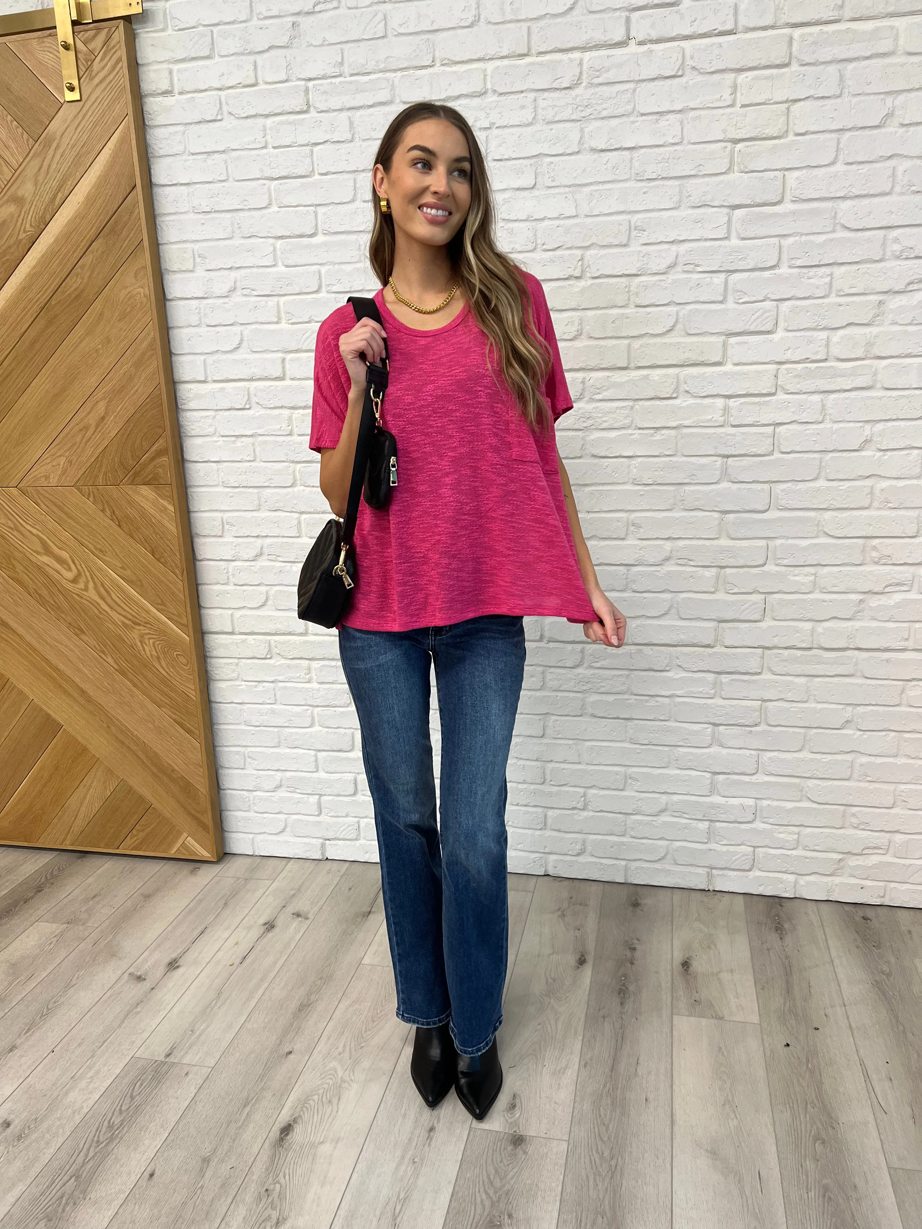 Basically Flowing Dolman Sleeve Top in Hot Pink - 2/10