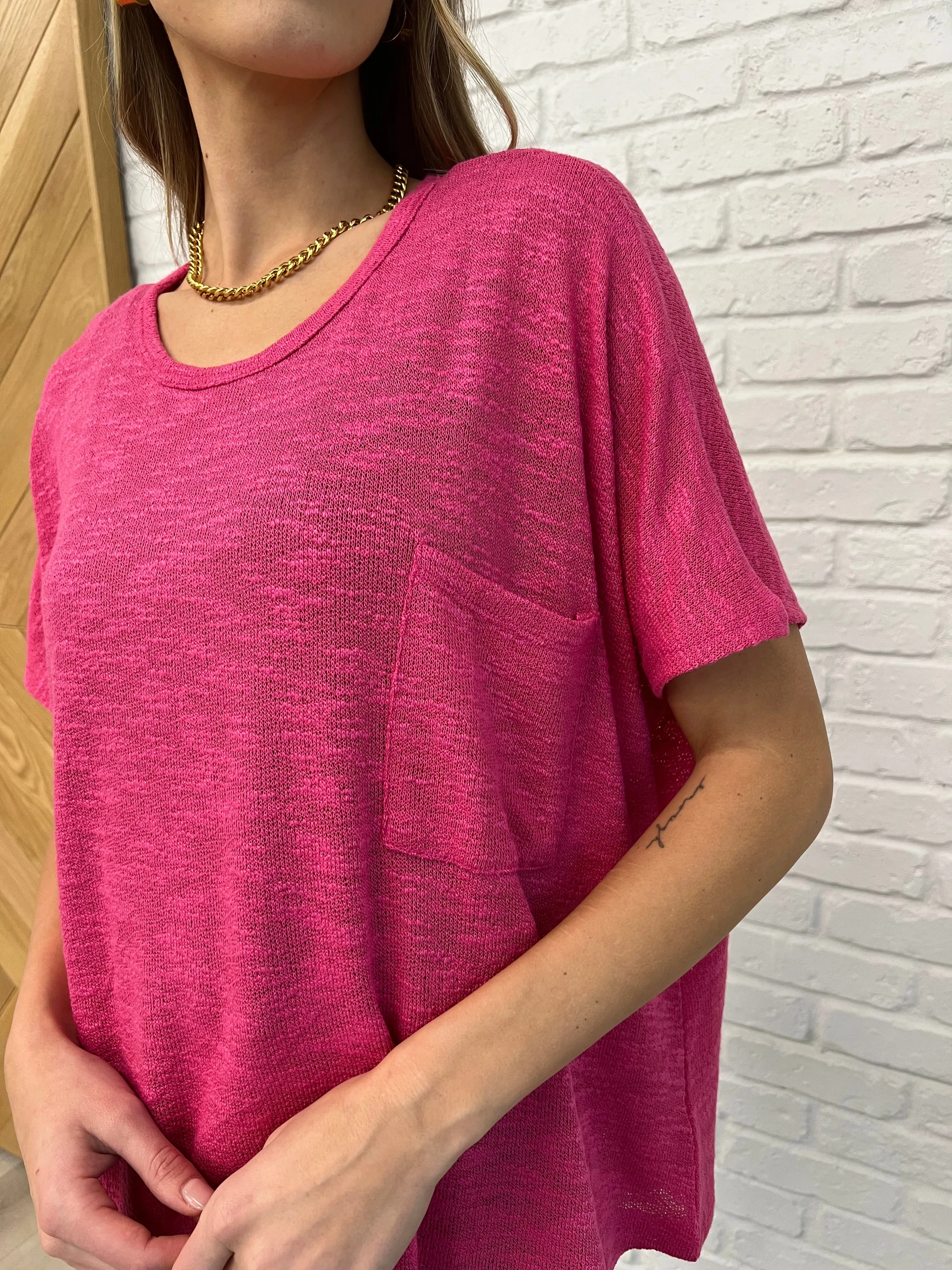 Basically Flowing Dolman Sleeve Top in Hot Pink - 2/10