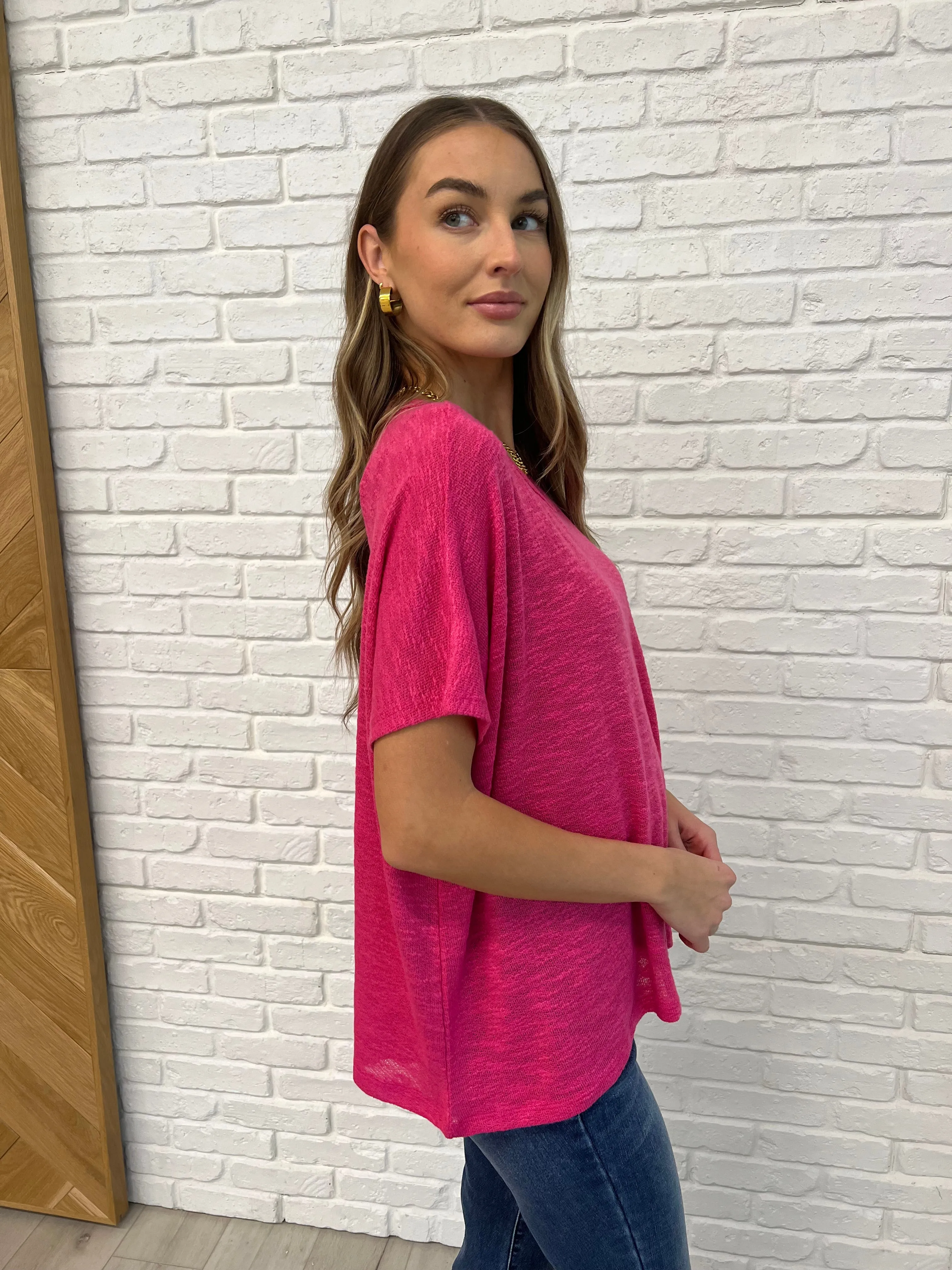 Basically Flowing Dolman Sleeve Top in Hot Pink - 2/10