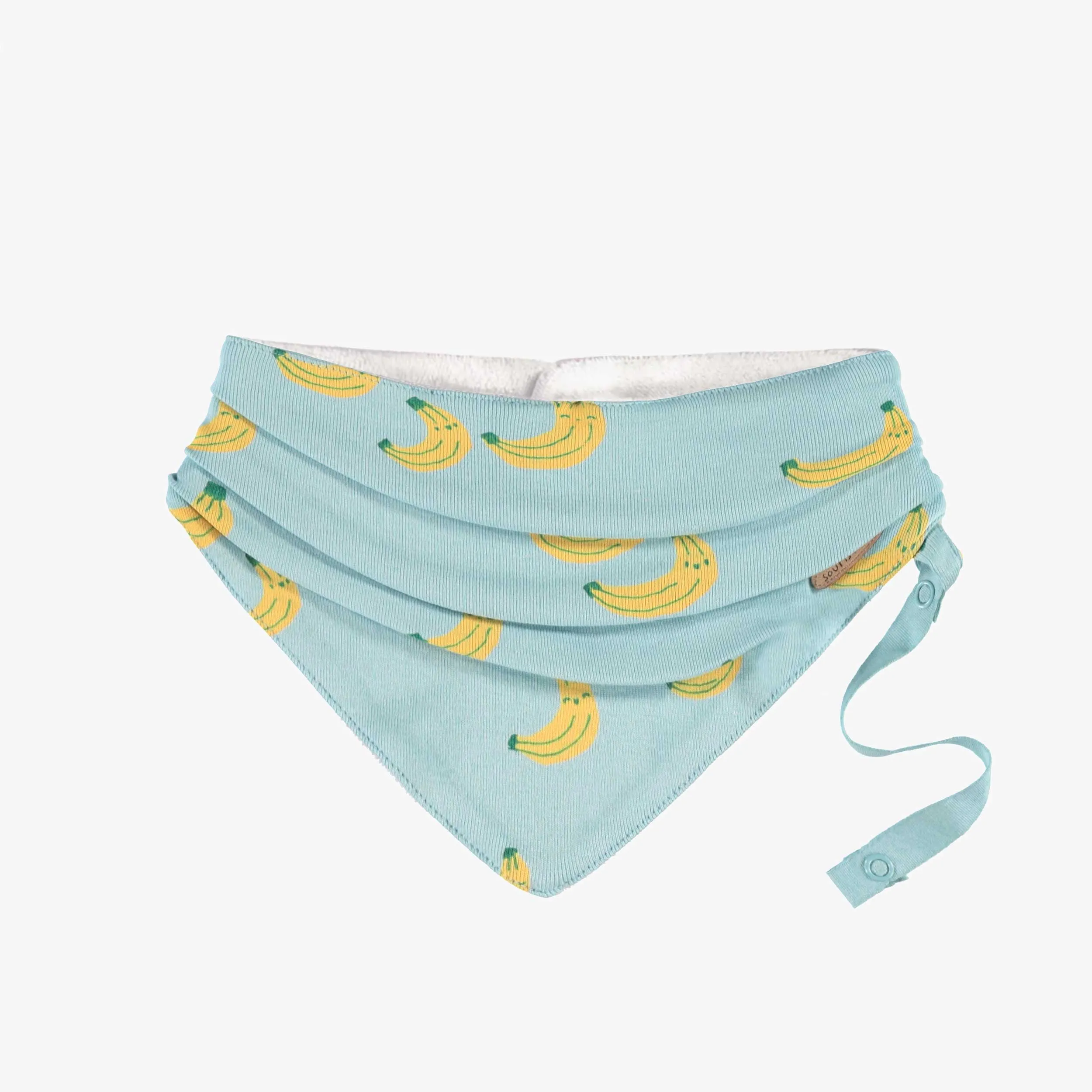 Bavoir bleu à motifs, naissance  || Blue bib with all over print, newborn