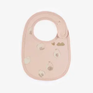 Bavoir rose à motifs de papayes en coton biologique, naissance || Papayas patterned pink bib in organic cotton, newborn