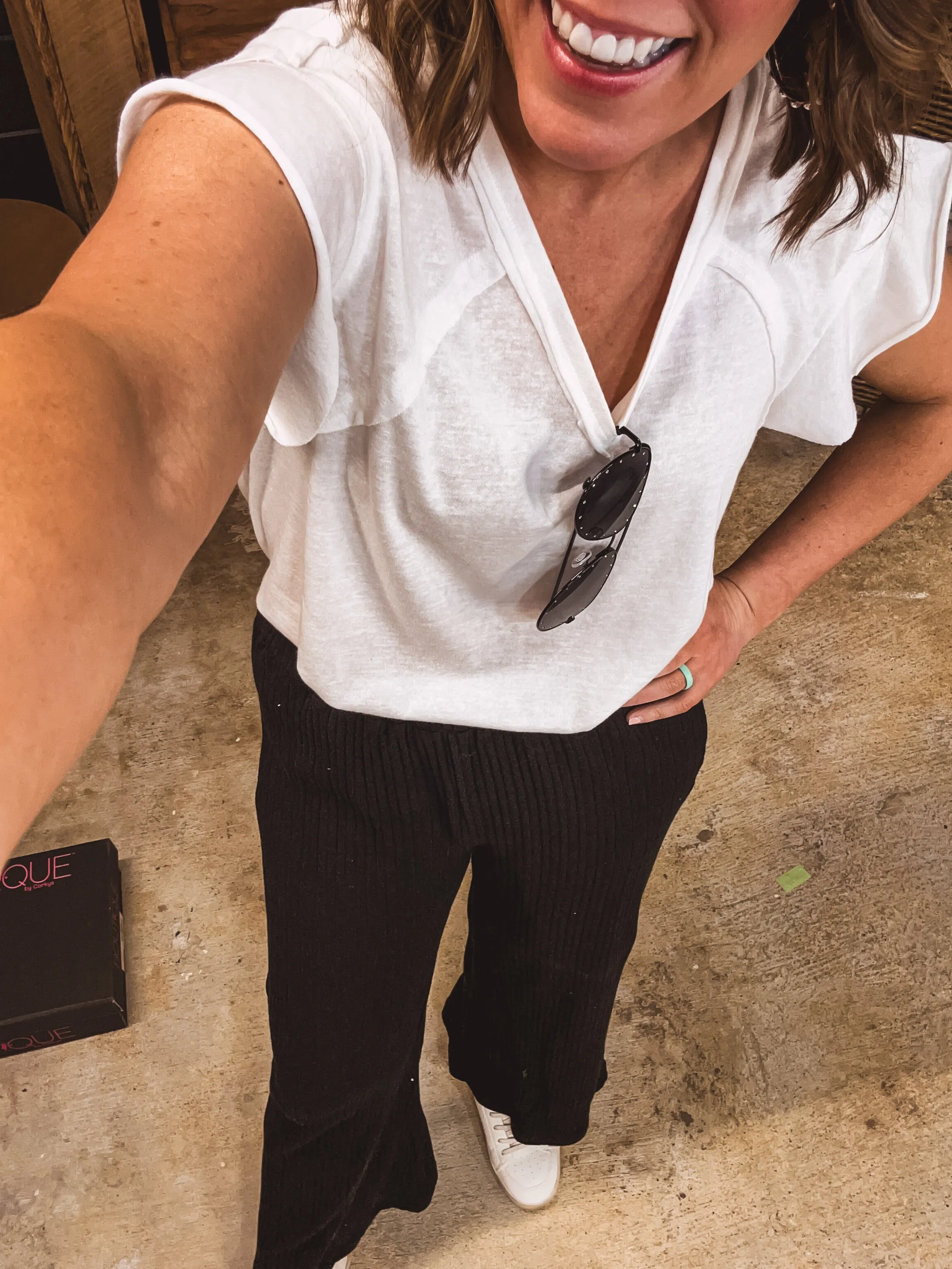 Black Rib Elastic Pant