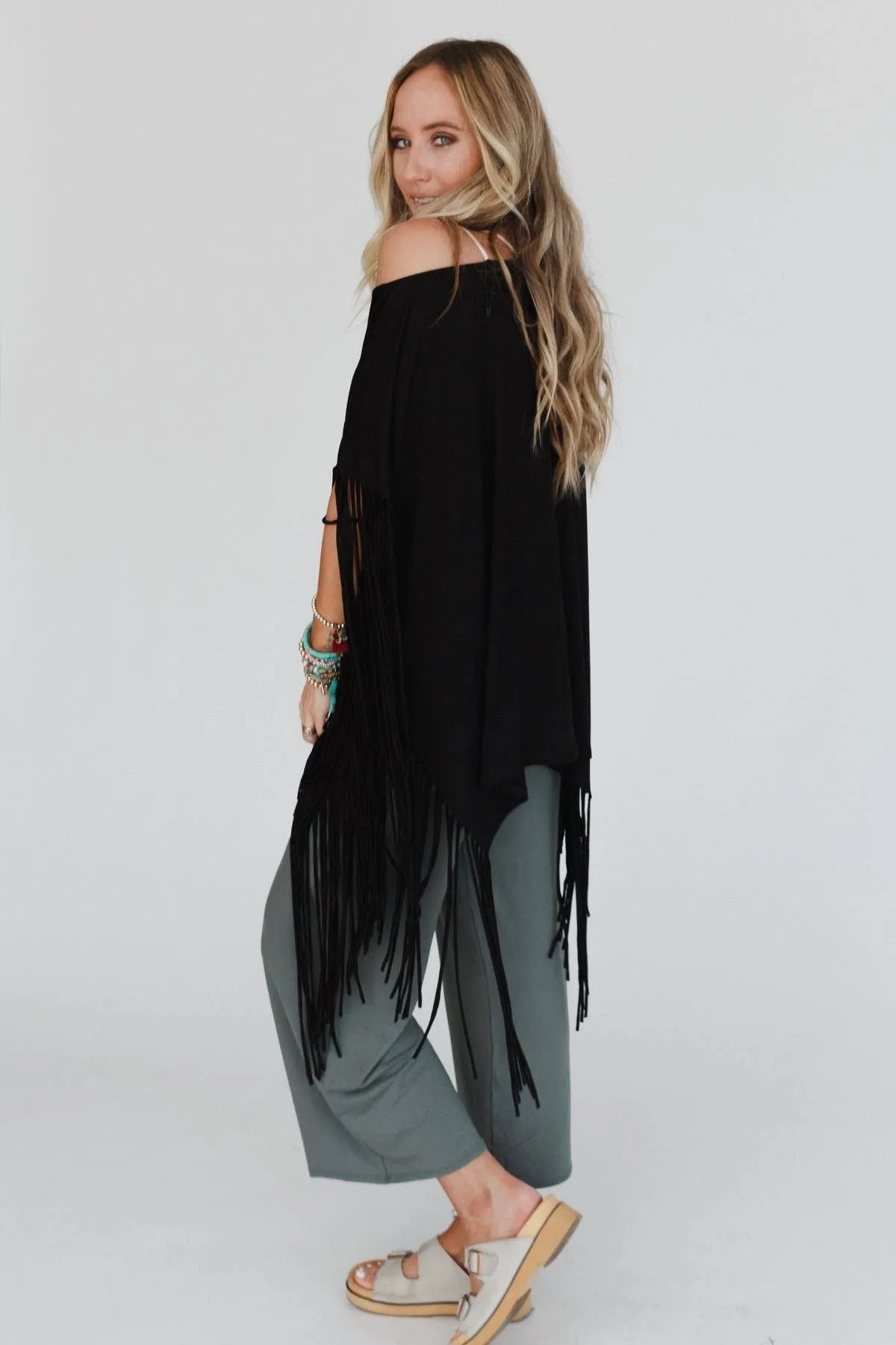 Black Showstopper Fringe Top