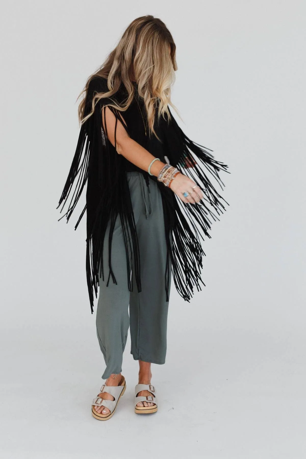 Black Showstopper Fringe Top