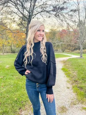 Black Soirée Oversized Bubble Sleeve Sweater
