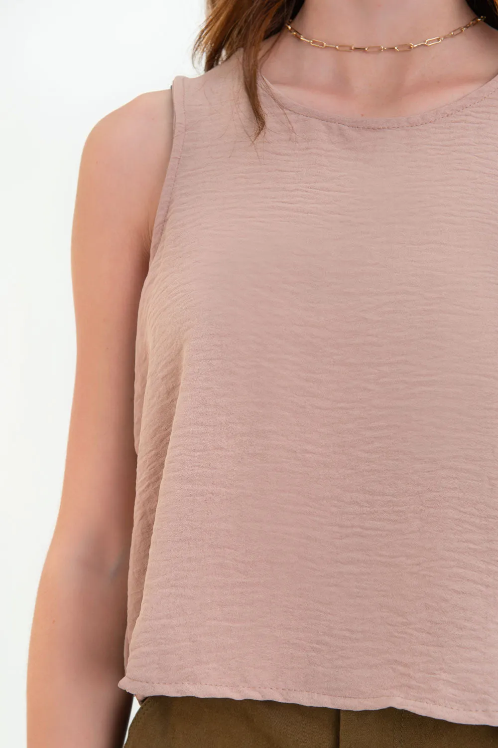 Blusa sin mangas cuello redondo