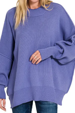 Bonfire Blaze Marlin Side Slit Oversized Sweater