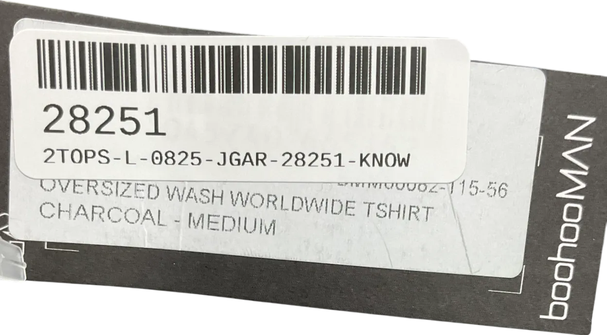 boohooMan Grey Oversized Wash Worldwide T-shirt UK M