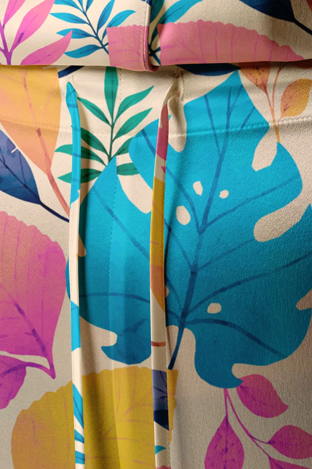 Botanical Carnival – Colorful Tropical Leaf Satin Pajama Set