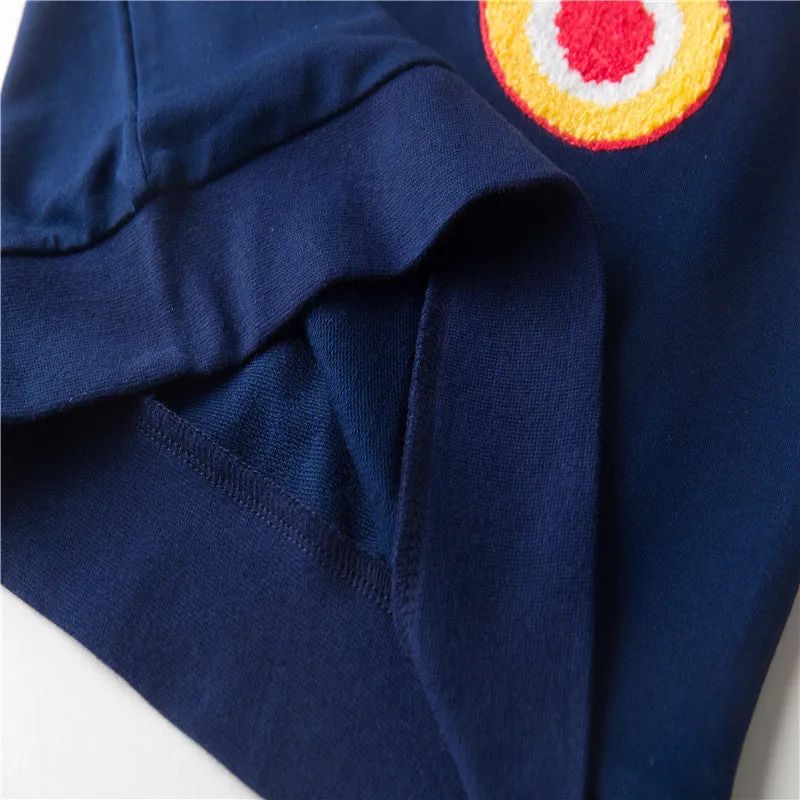 Boys Butterfly Embroidery Cotton Sweatshirts - Navy