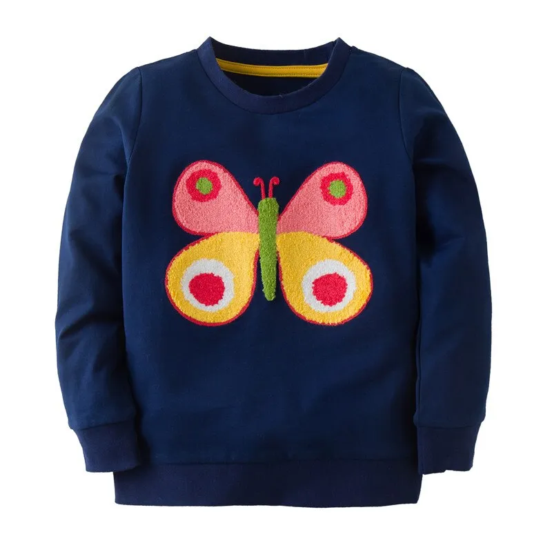Boys Butterfly Embroidery Cotton Sweatshirts - Navy