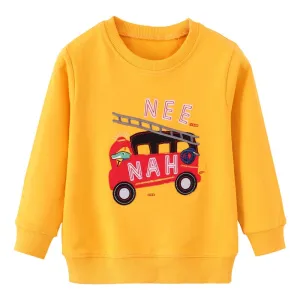 Boys Rocket Print Long Sleeve Cotton Sweatshirt - Blue, Yellow