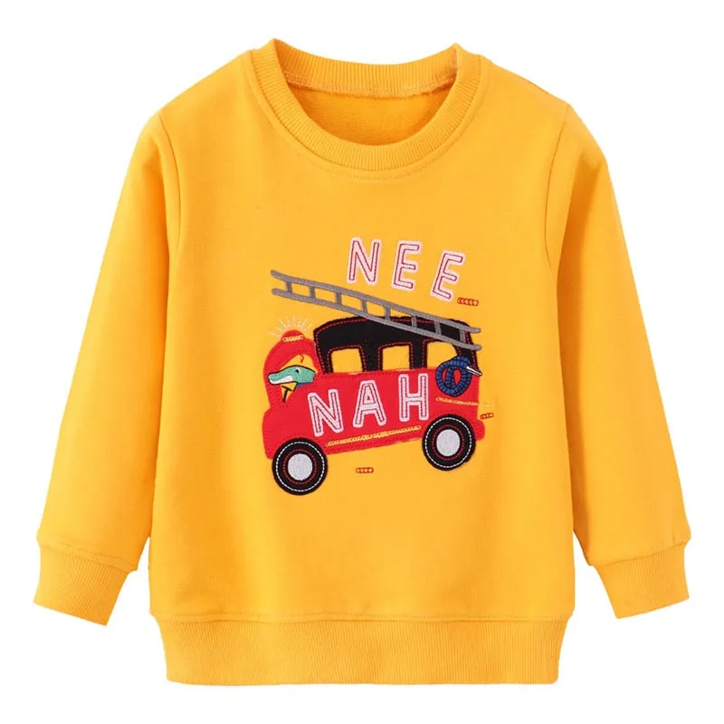 Boys Rocket Print Long Sleeve Cotton Sweatshirt - Blue, Yellow