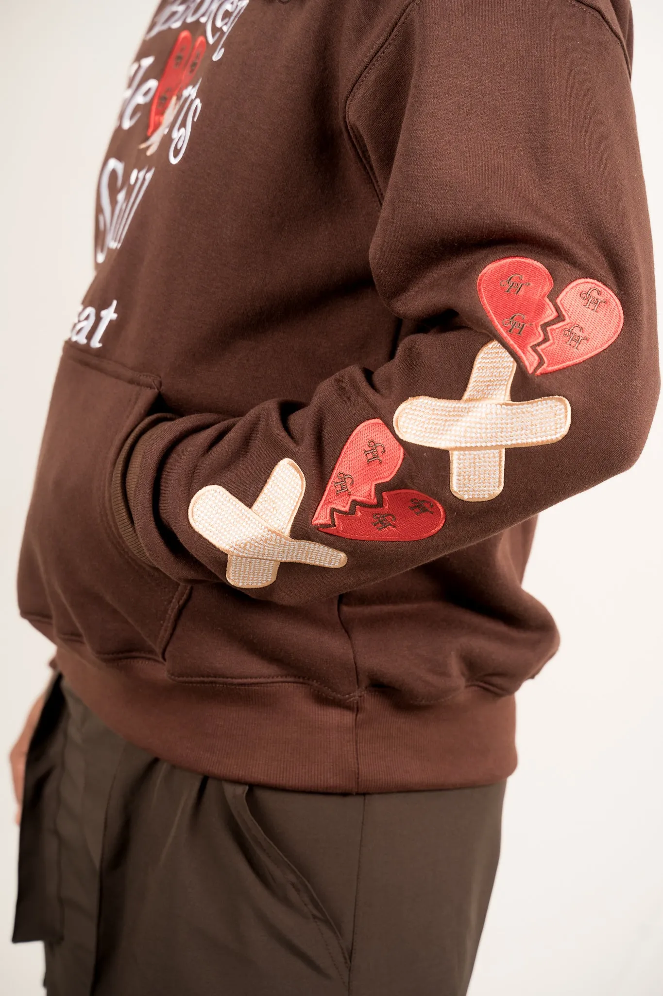 Broken Hearts Still Beat Hoodie- Brown