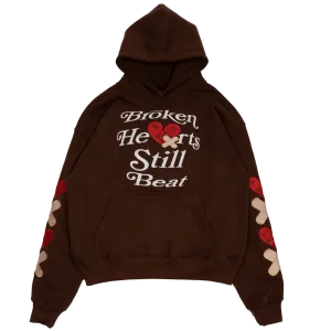 Broken Hearts Still Beat Hoodie- Brown