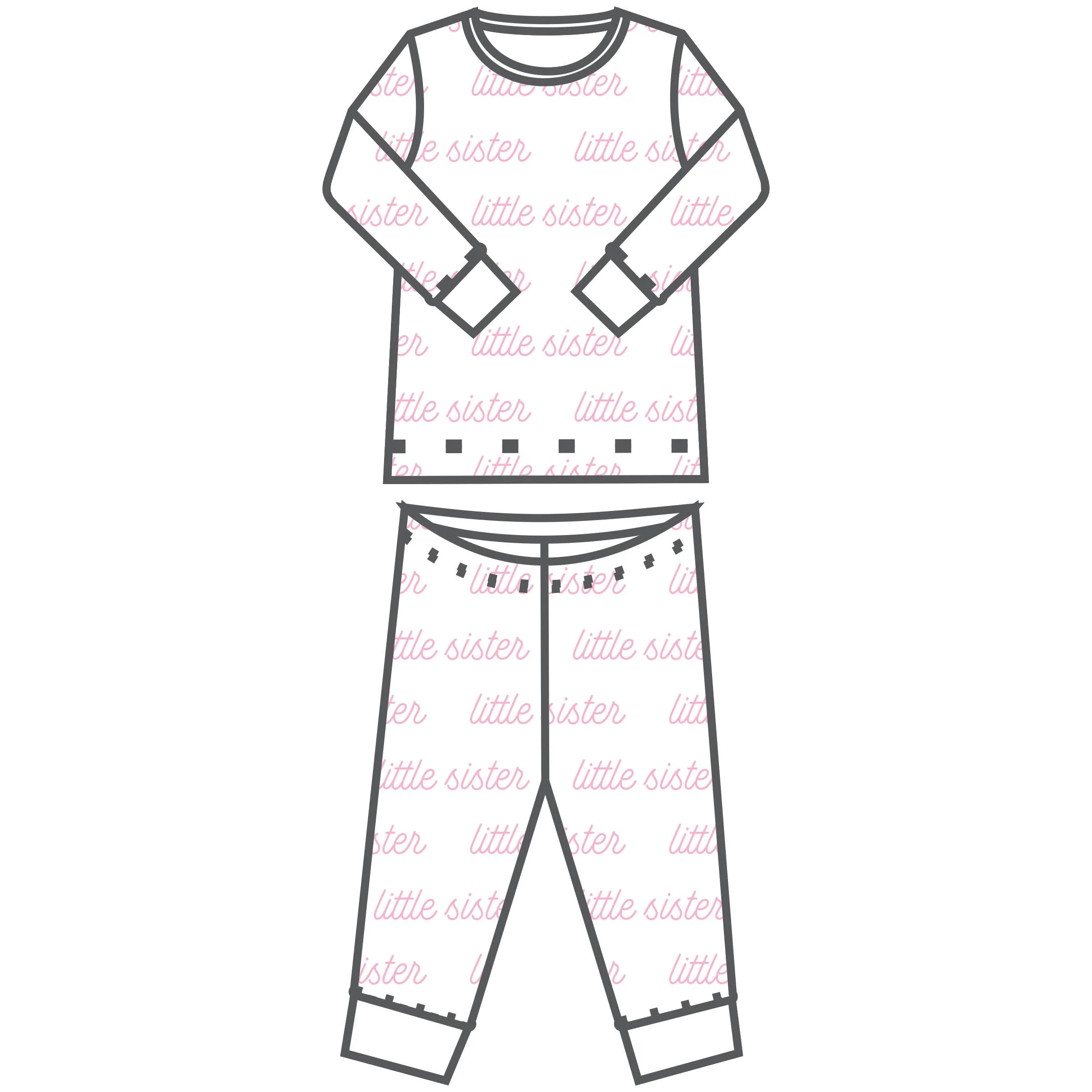Brother and Sister F24 Pink Printed Little Long Pajamas