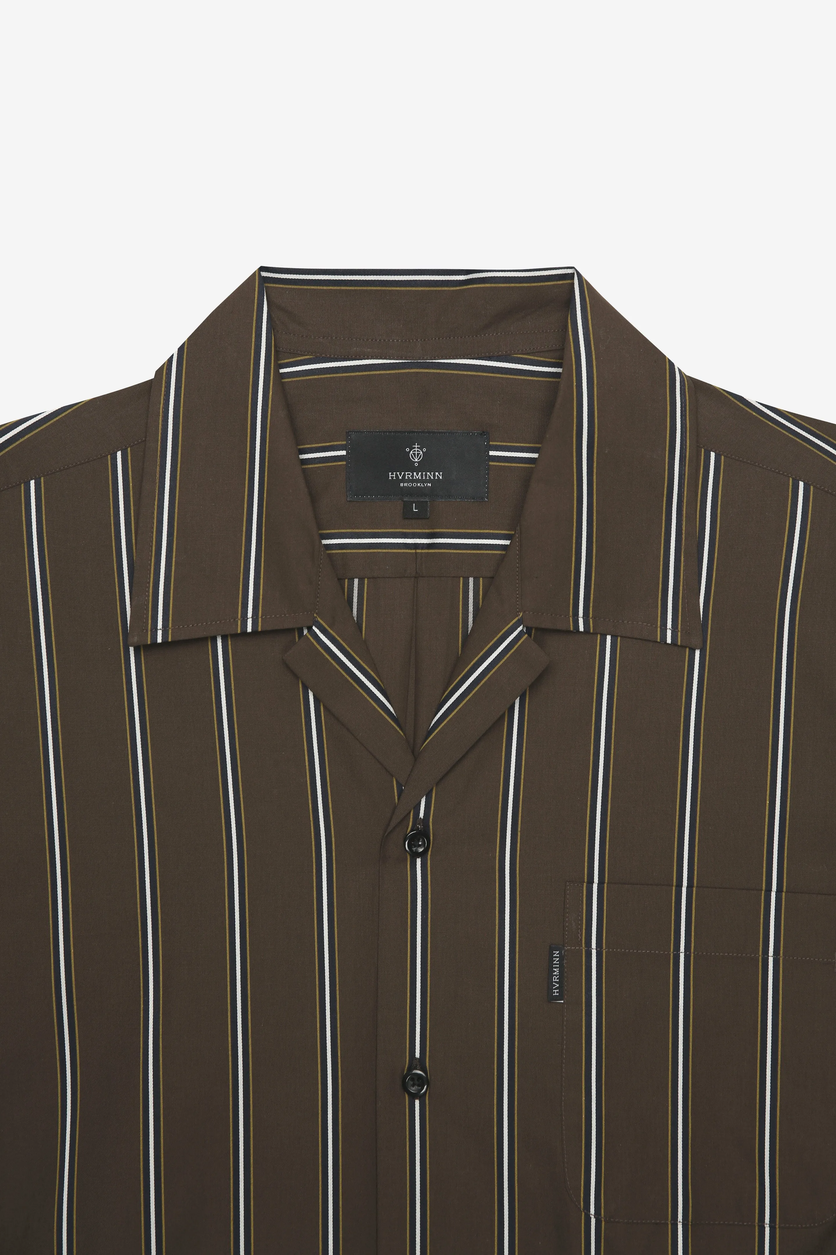 BROWN LONG SLEEVE STRIPE SHIRT