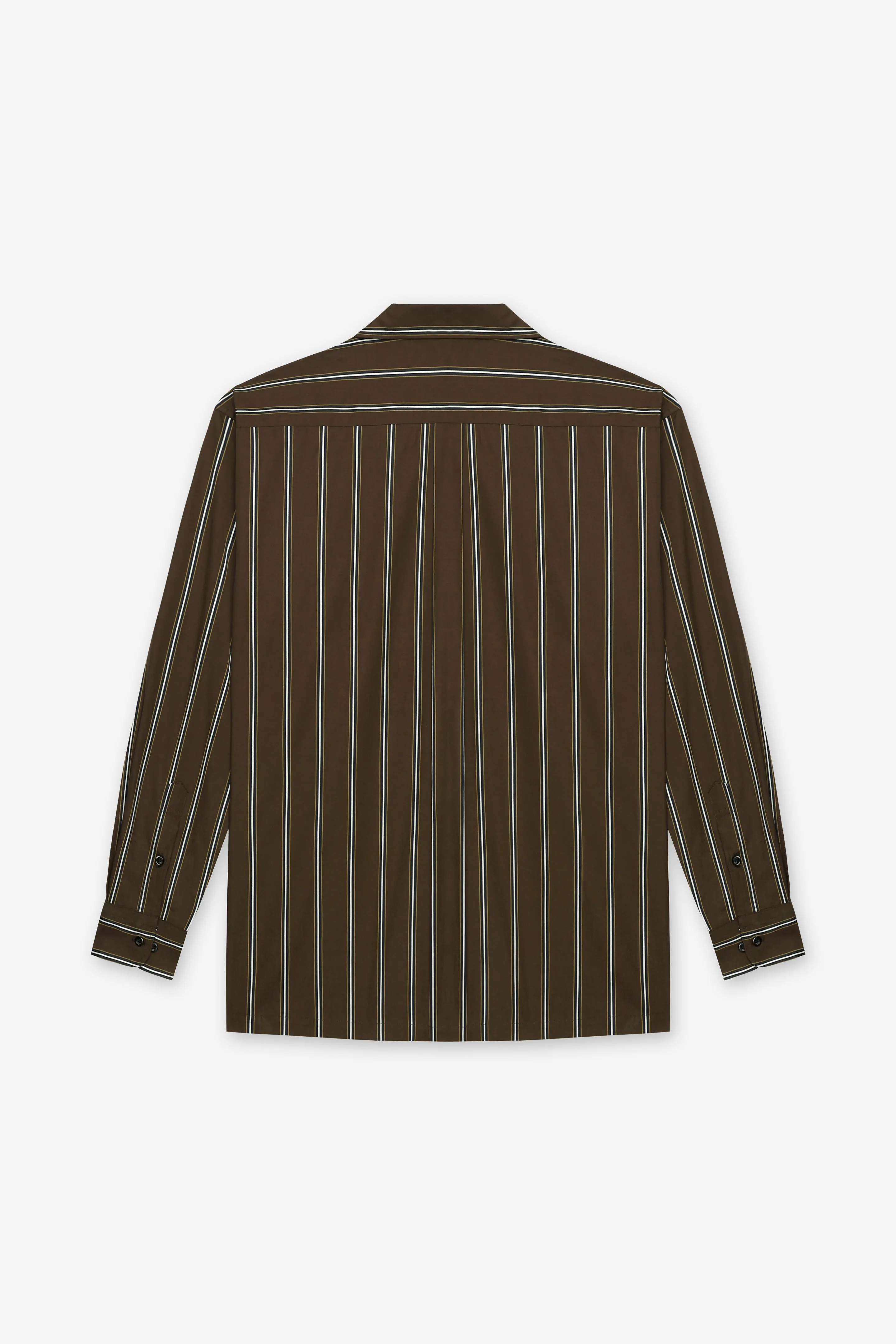BROWN LONG SLEEVE STRIPE SHIRT