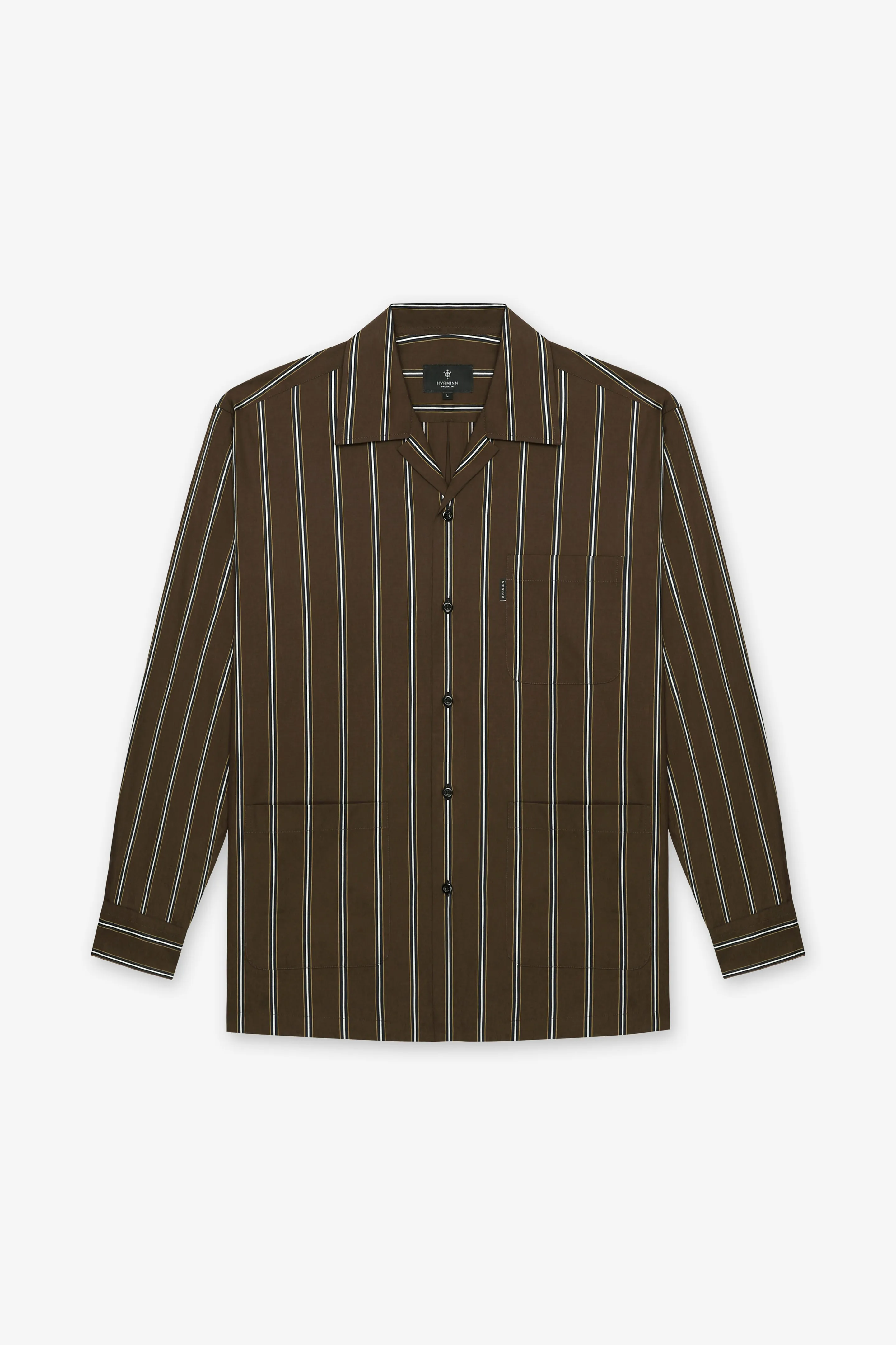 BROWN LONG SLEEVE STRIPE SHIRT