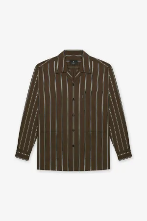 BROWN LONG SLEEVE STRIPE SHIRT