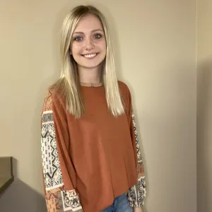 Brushed Color Block Long Sleeve Top