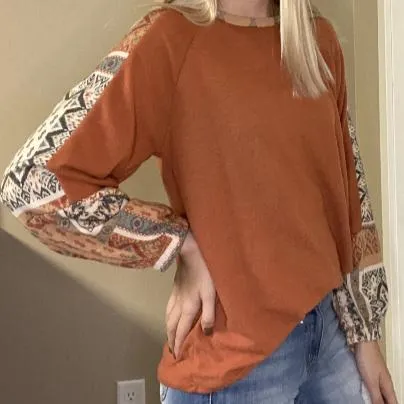 Brushed Color Block Long Sleeve Top