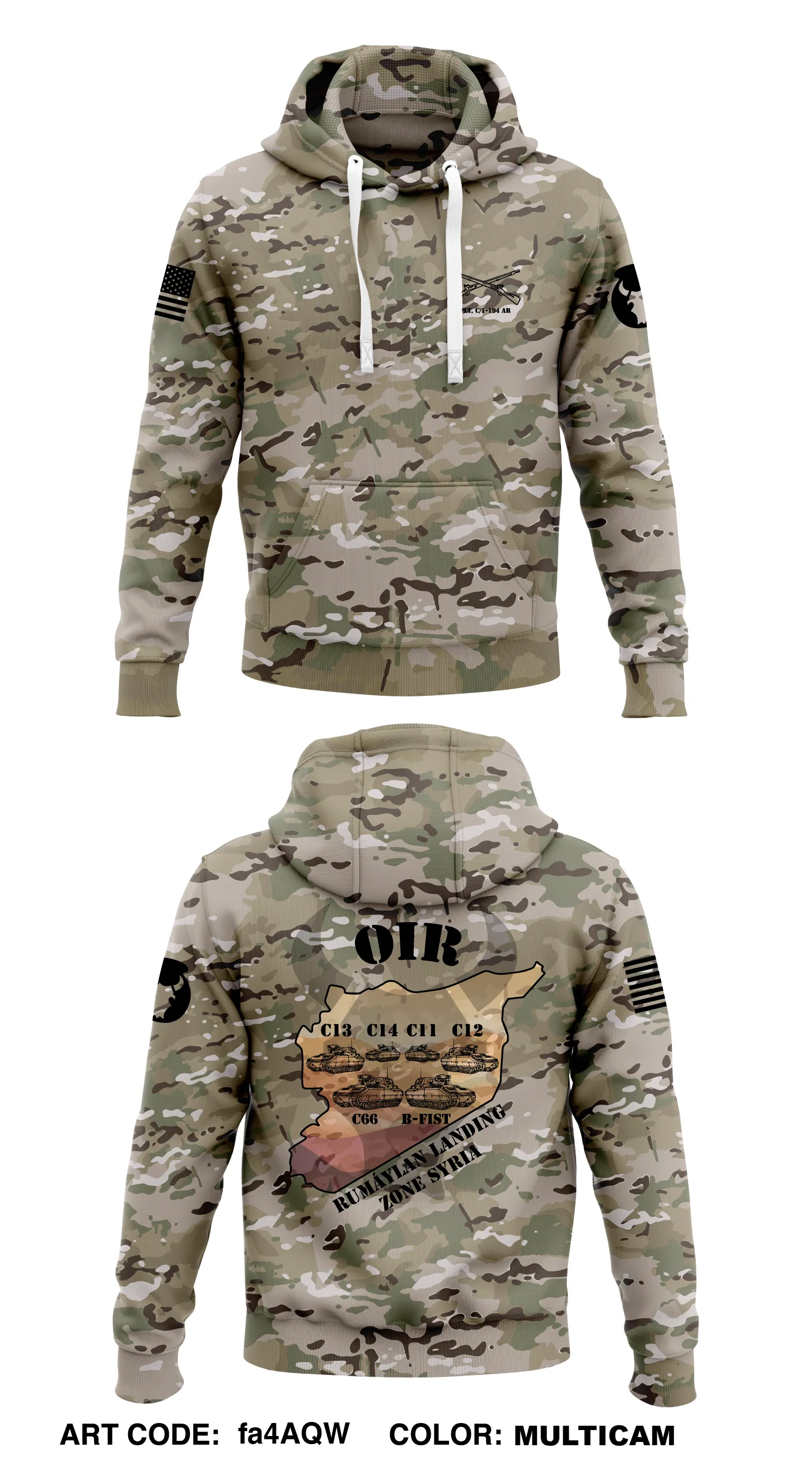 C Co. 1 BN 194 AR Crew Store 1  Core Men's Hooded Performance Sweatshirt - fa4AQW