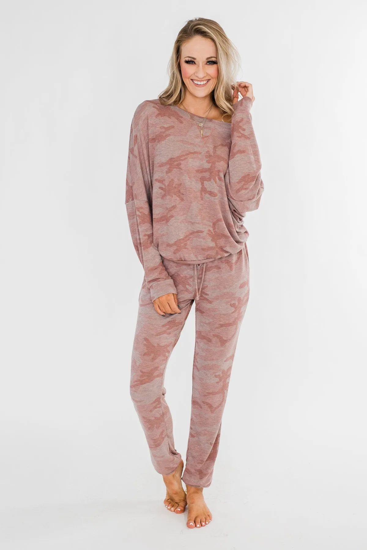 Camo Lounge Joggers- Pink & Grey