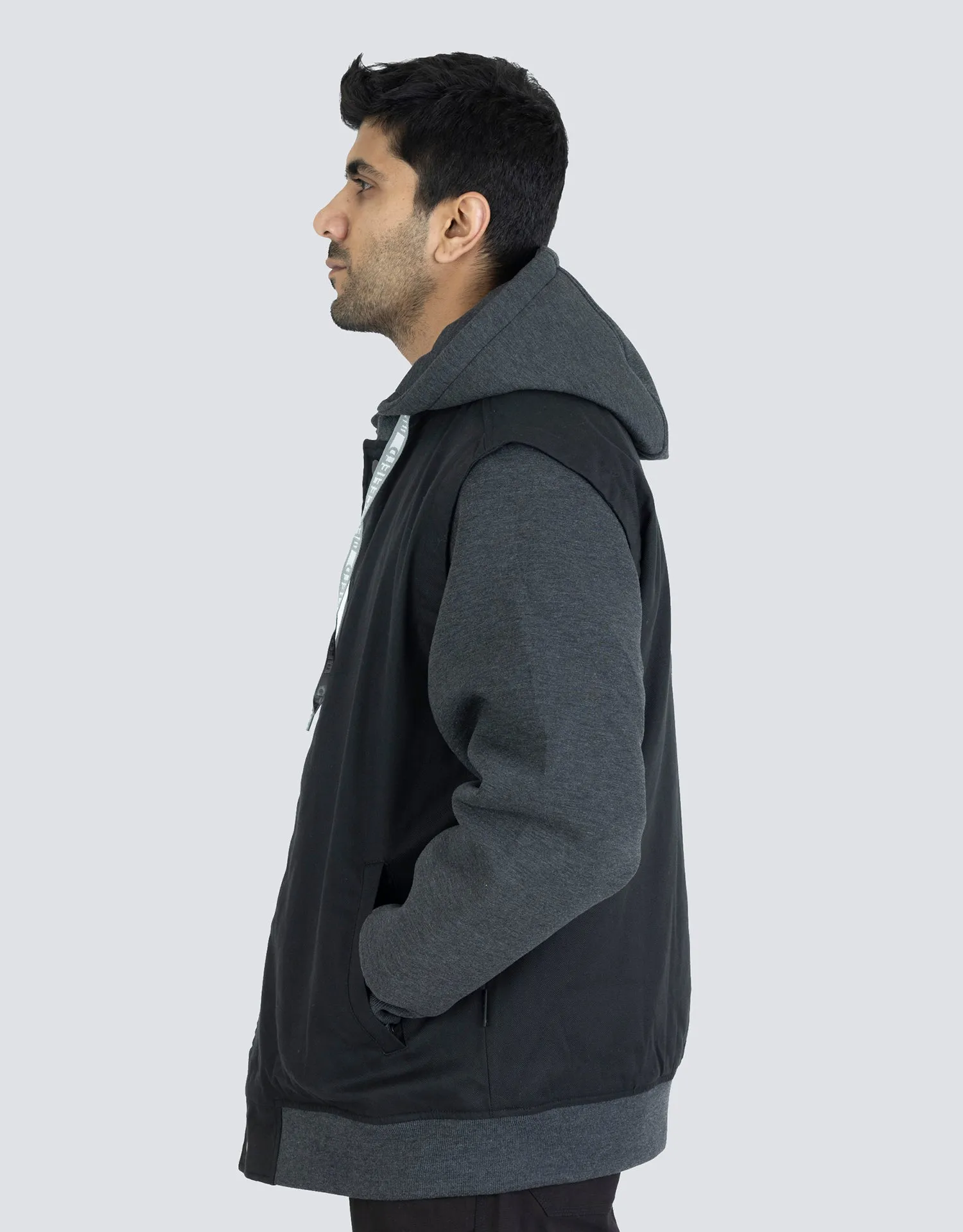 Canvas Baseball Jacket with Hood