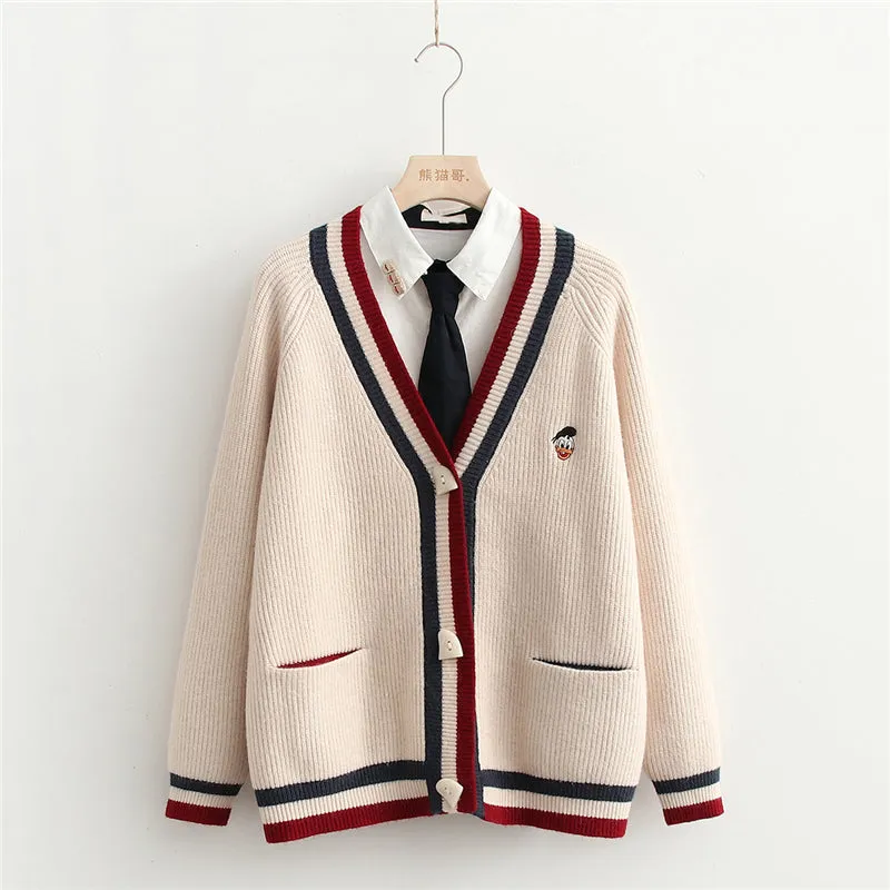 Cartoon Embroidered Long Sleeve Sweater UB6184