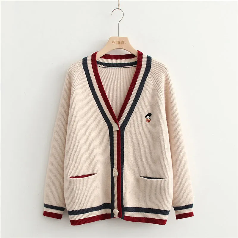 Cartoon Embroidered Long Sleeve Sweater UB6184