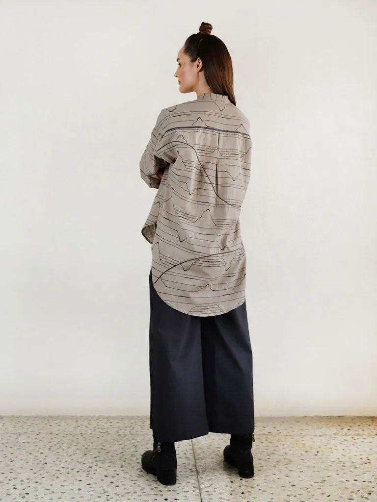 Charcoal Waves Oversized Shirt