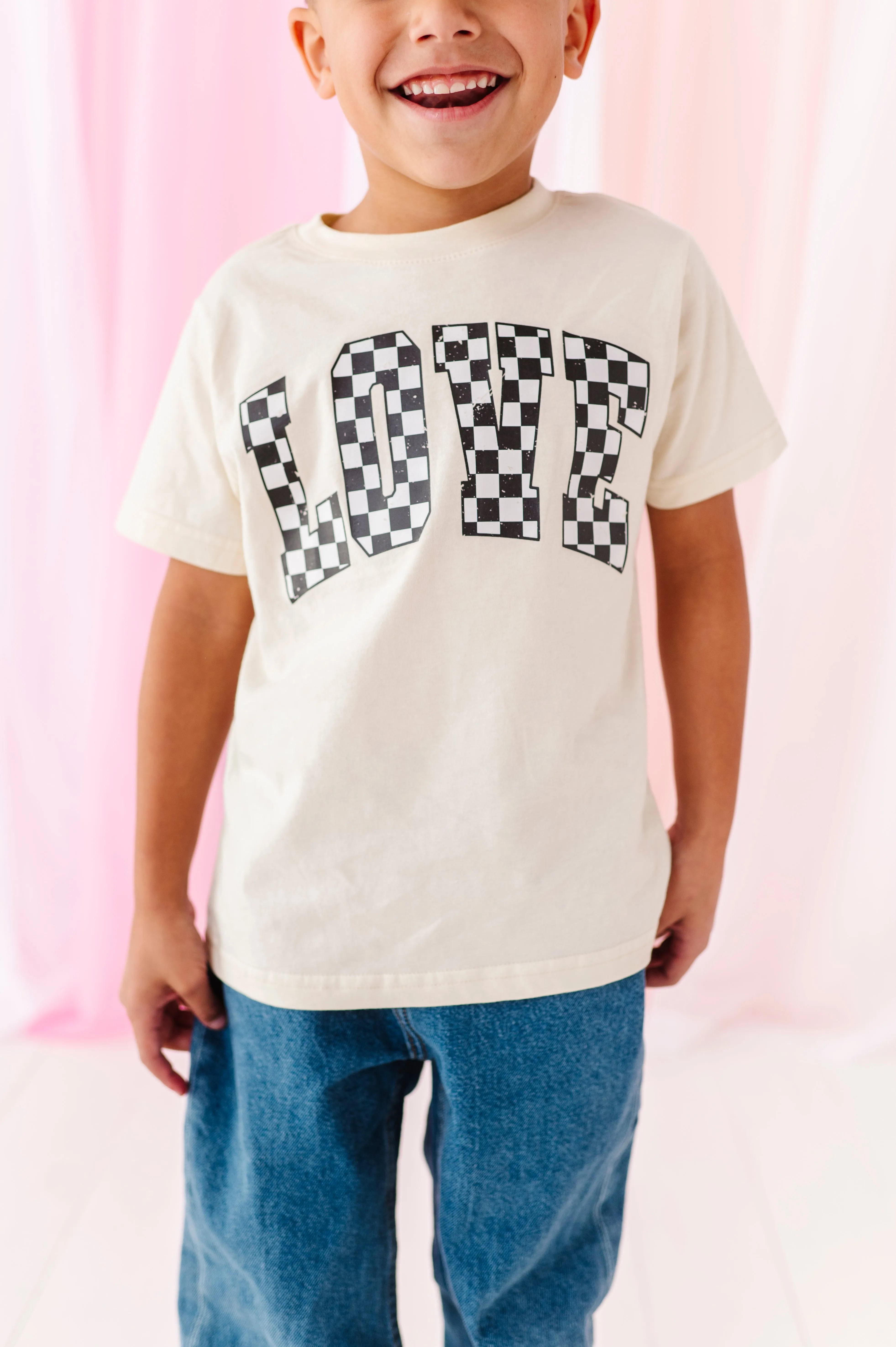 Checkered ‘LOVE’ | Short Sleeve Tee