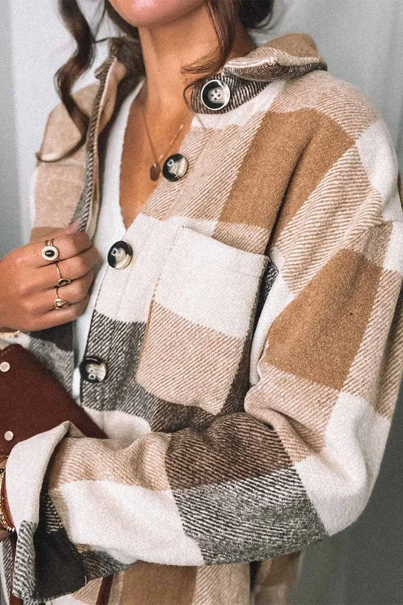 Chicindress Fashion Lapel Loose Plaid Jacket Tops(3 Colors)