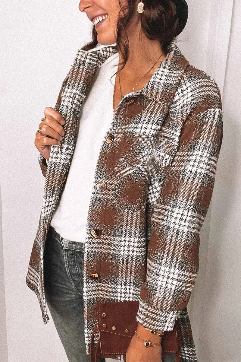 Chicindress Fashion Lapel Loose Plaid Jacket Tops(3 Colors)